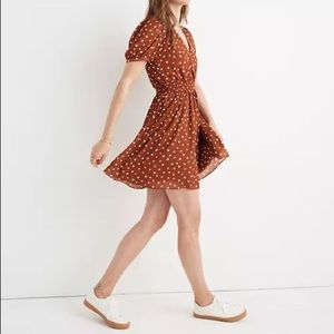 Madewell Smocked-Waist Mini Dress in Inkspot Dots